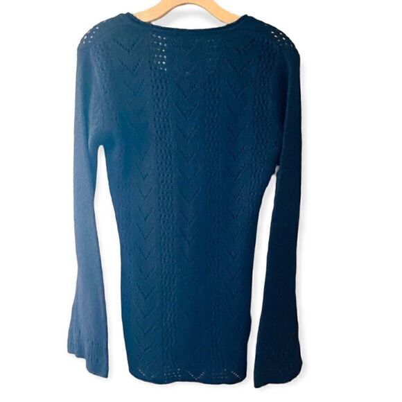 Mey NWT Italian Mohair Maglia Black Flared Long Sleeve Crochet Sweater - Picture 2 of 9